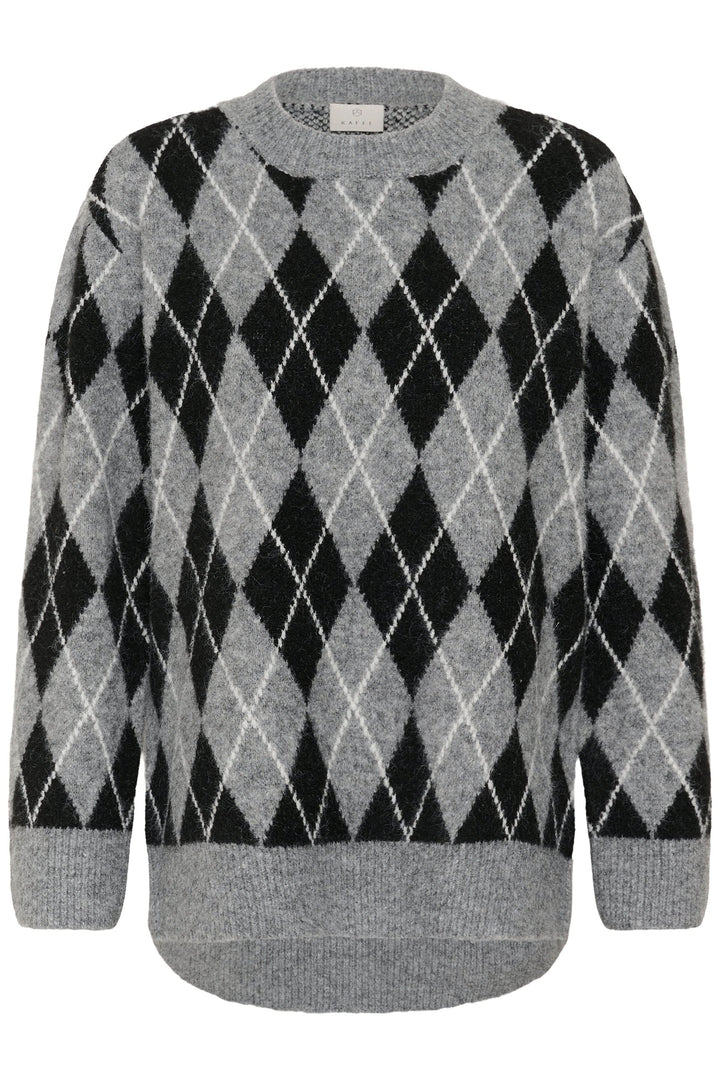 Tricot à motif losanges vue de face pour femme Kaffe