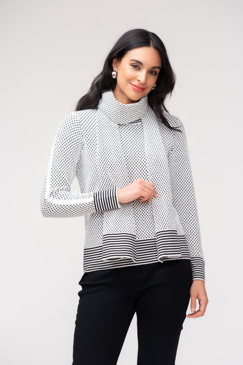 Tricot à motif texturé contrastant pour femme Elena Wang