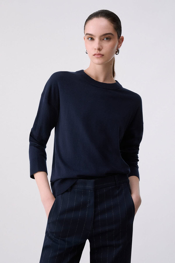 Tricot classique à encolure ronde pour femme liujo