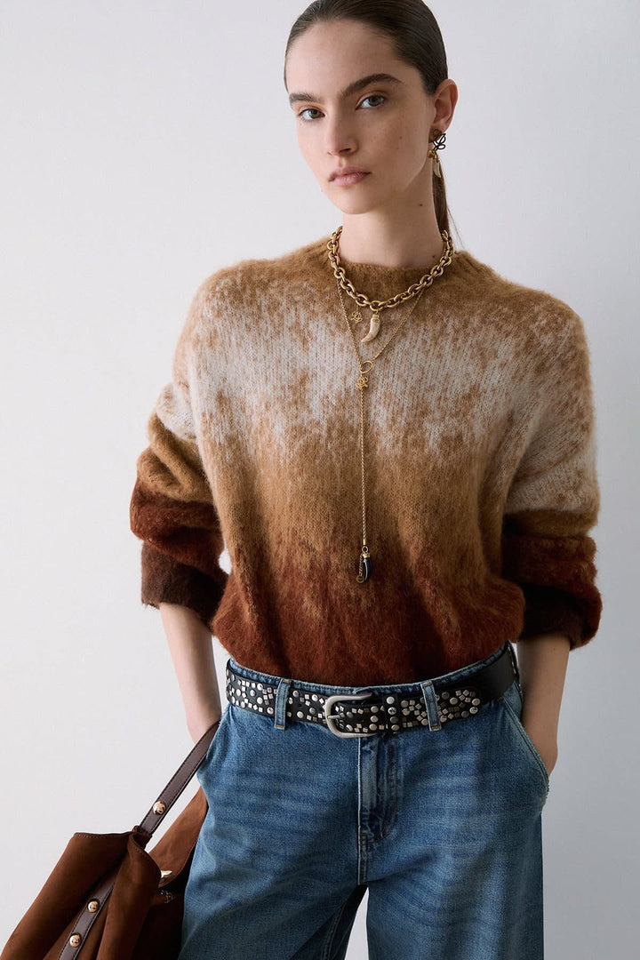 Tricot dégradé à manches longues pour femme liujo
