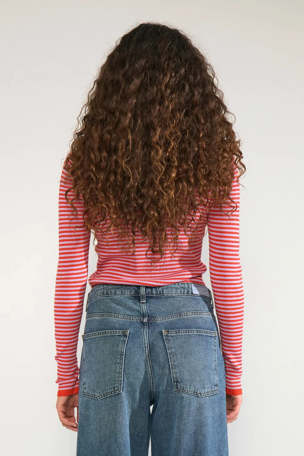 Numph women's striped long-sleeve knit top