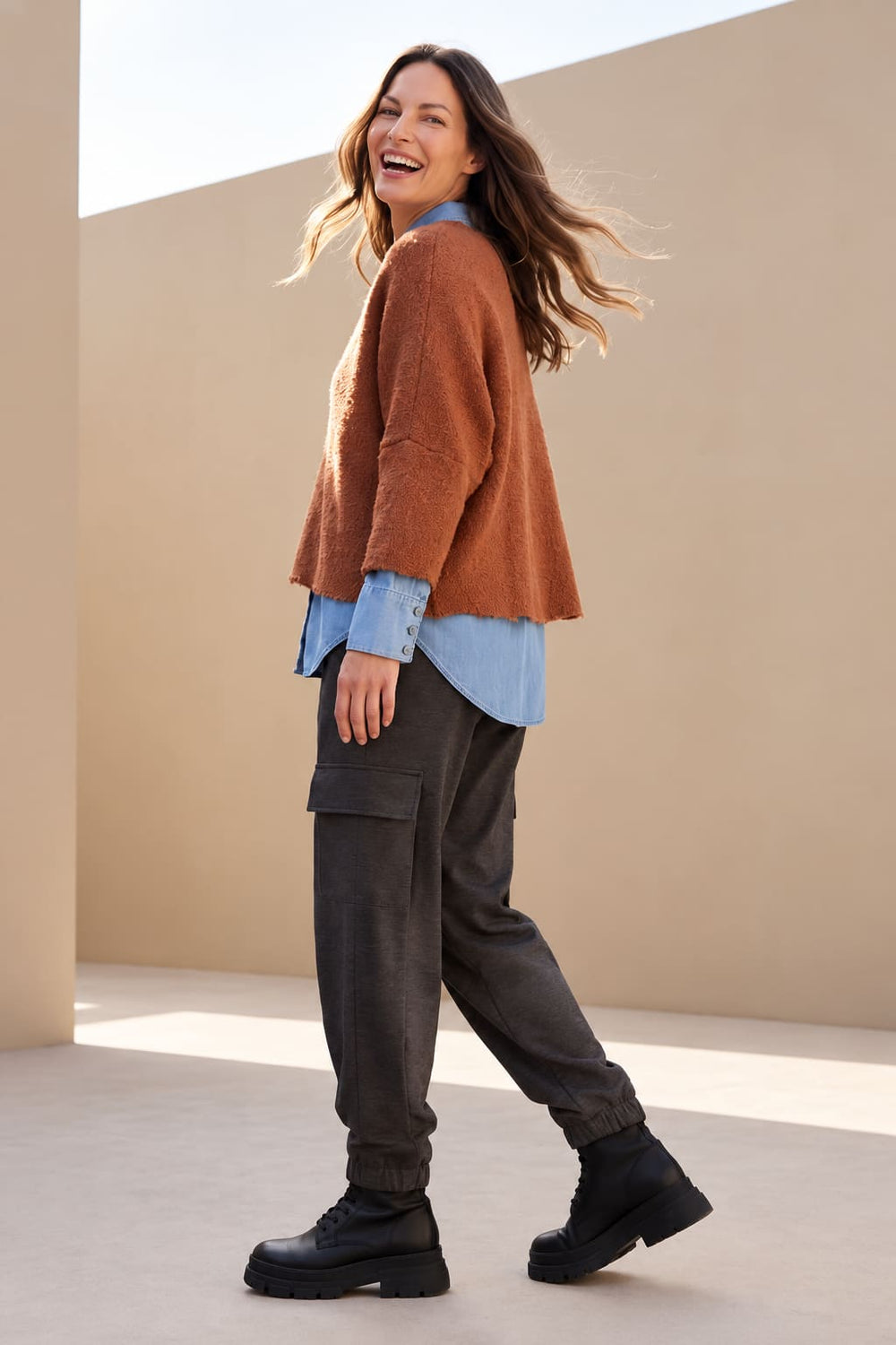 Women's long-sleeve textured knit kennys