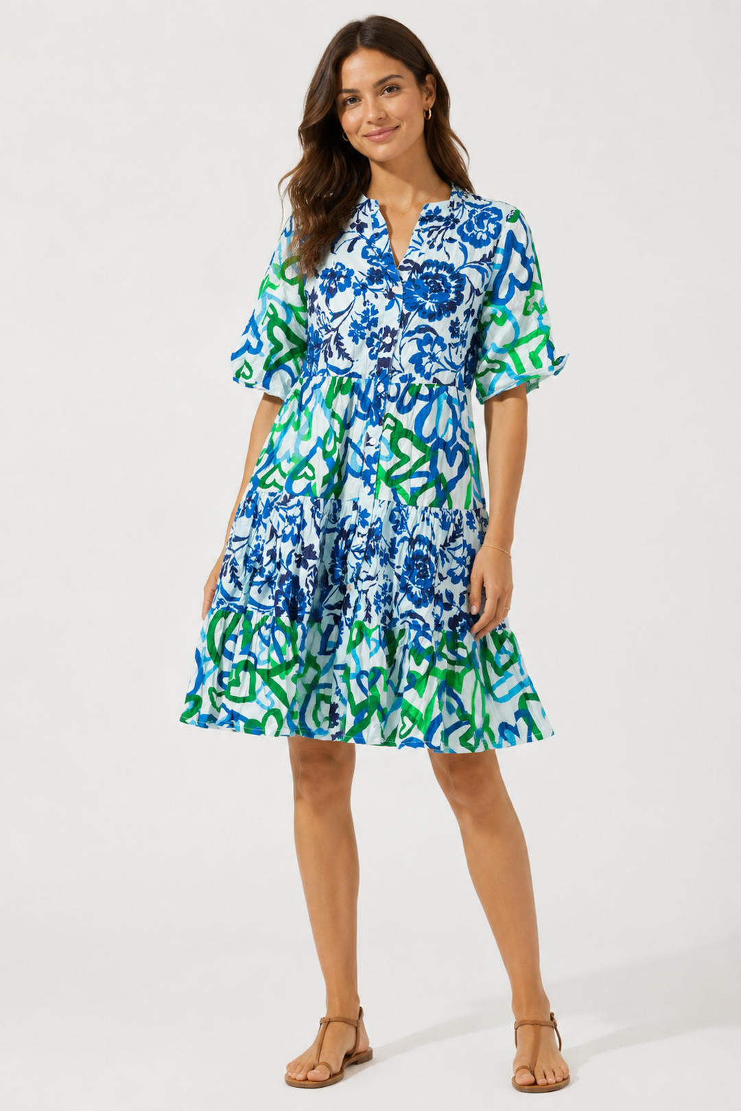 Printed ruffled dress