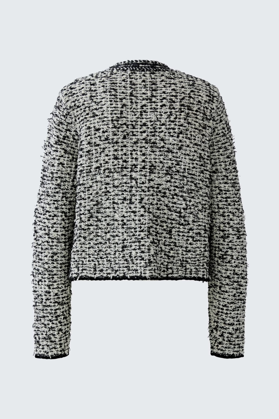 Front view of a blue long-sleeved tweed jacket Oui with gold buttons - Valérie Simon
