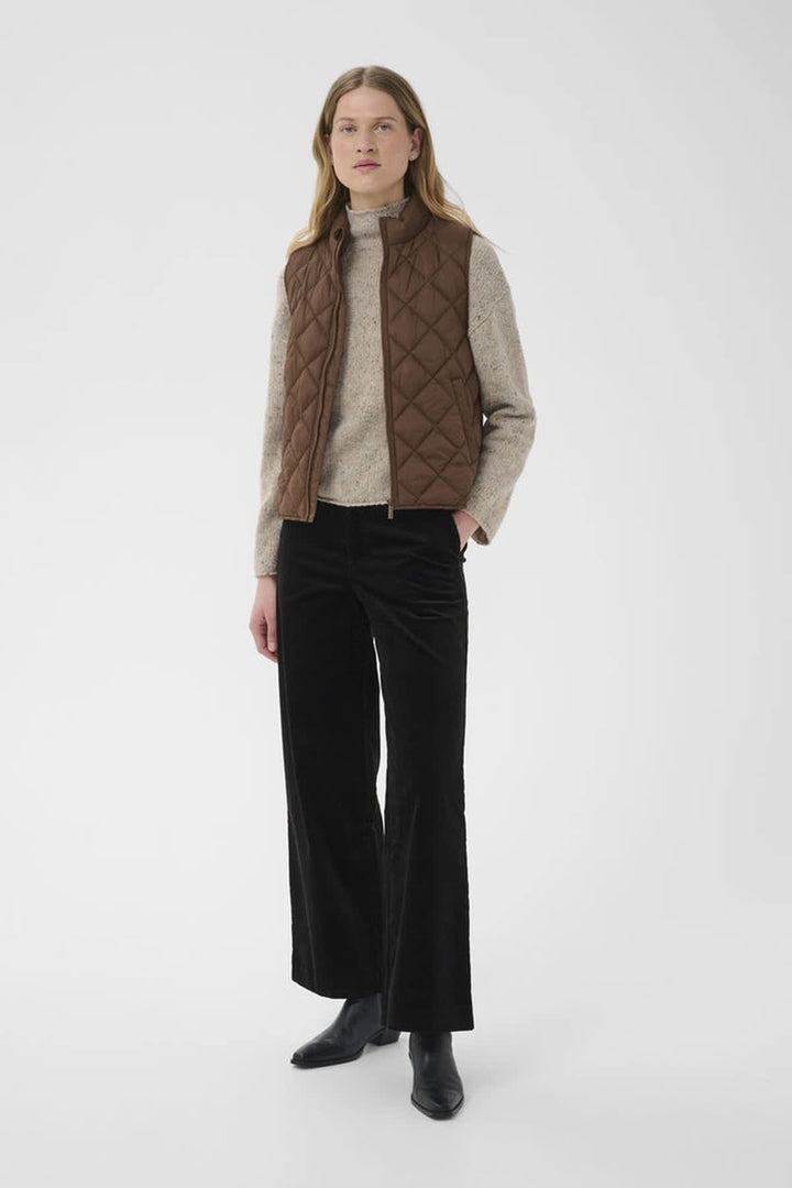 Front view of the Carlota quilted jacket Part Two for women in beige with hood - Valérie Simon