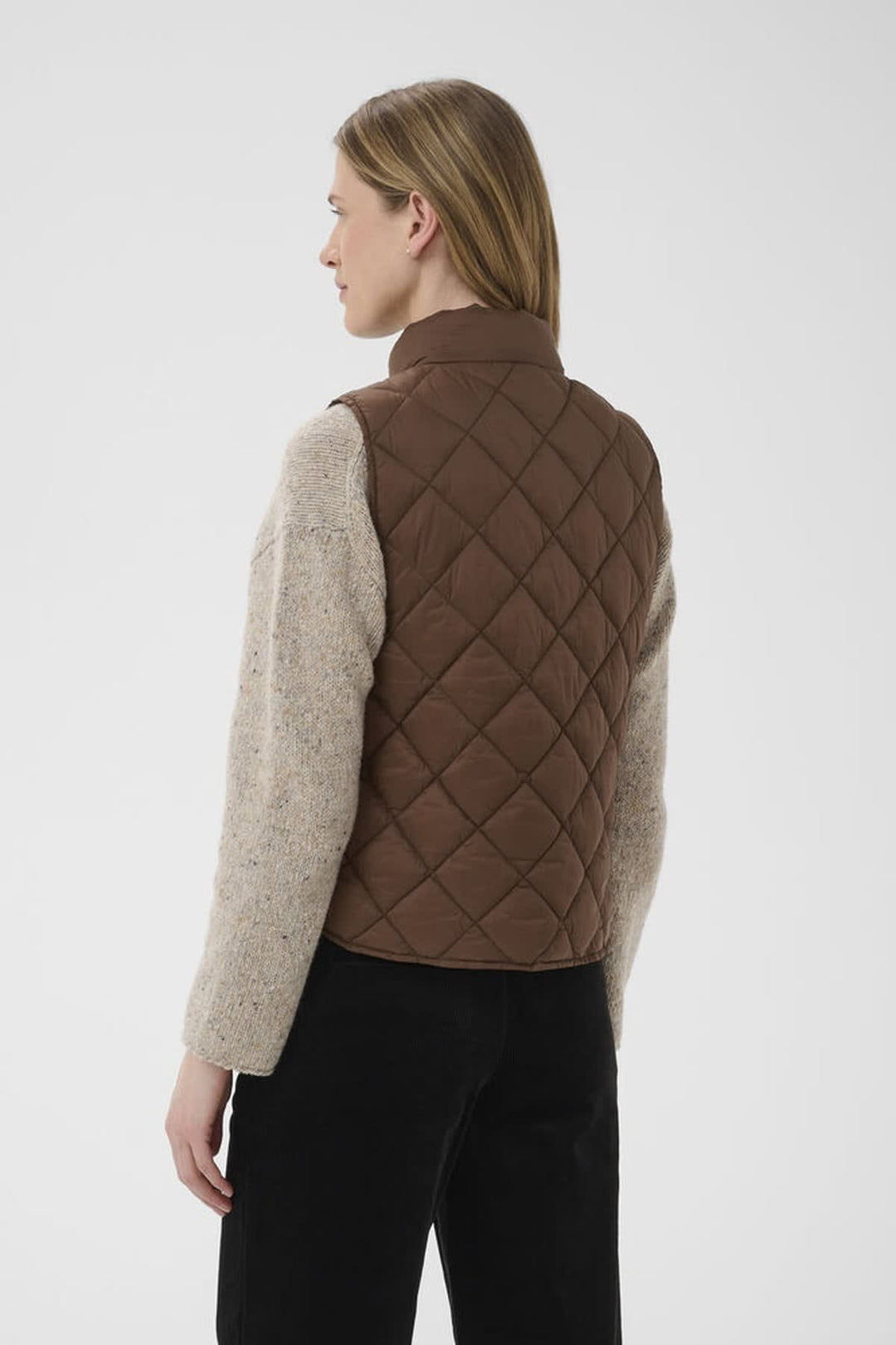 Rear view of the Carlota quilted jacket Part Two for women in beige with quilted texture - Valérie Simon