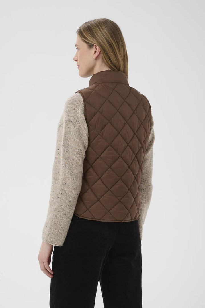 Rear view of the Carlota quilted jacket Part Two for women in beige with quilted texture - Valérie Simon