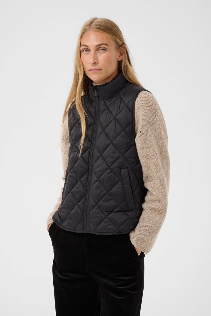 Front view of the Carlota quilted jacket Part Two for women in olive green - Valérie Simon