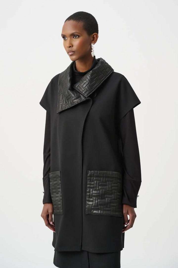 Vue de côté veste sans manches Joseph Ribkoff femme noir col structuré - Valérie Simon