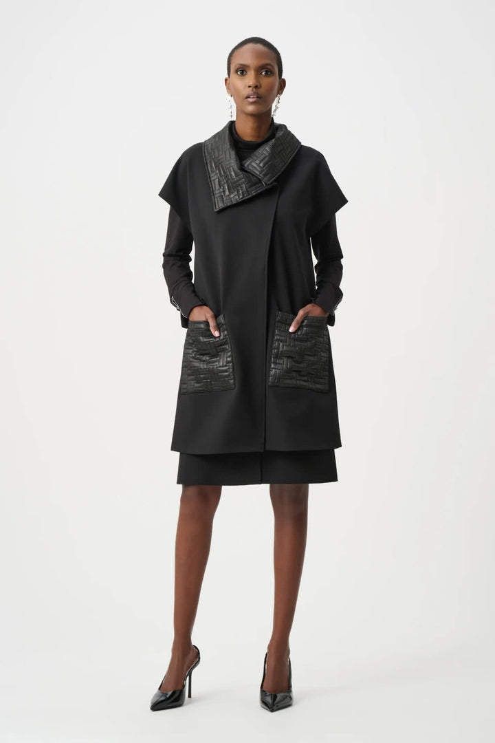 Vue de face veste sans manches à col structuré Joseph Ribkoff pour femme noire - Valérie Simon