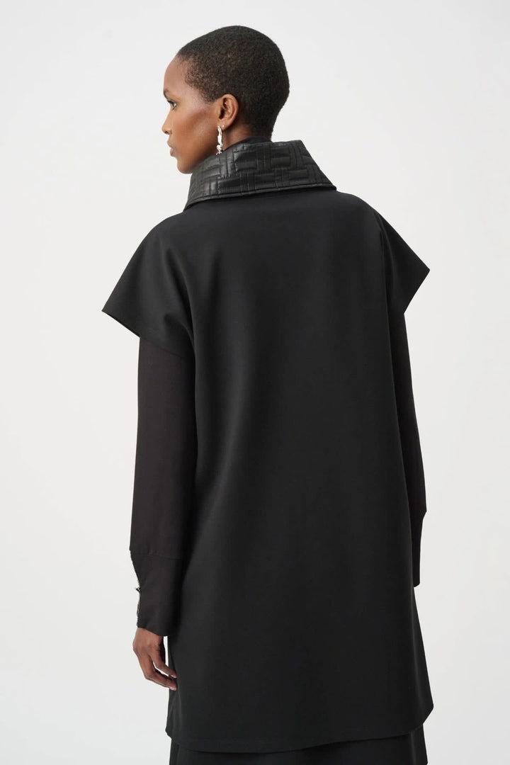 Vue de face veste sans manches Joseph Ribkoff pour femme noire avec col structuré - Valérie Simon