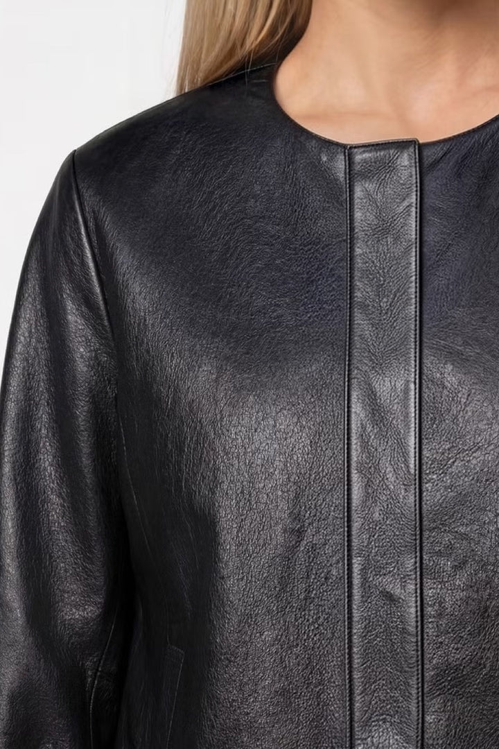 Veste en similicuir à manches ballon