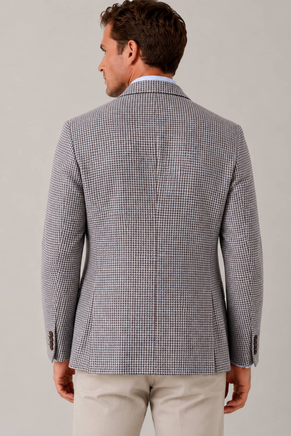 Front view of the Jack Victor men's jacket in gray textured micro-pattern - Valérie Simon