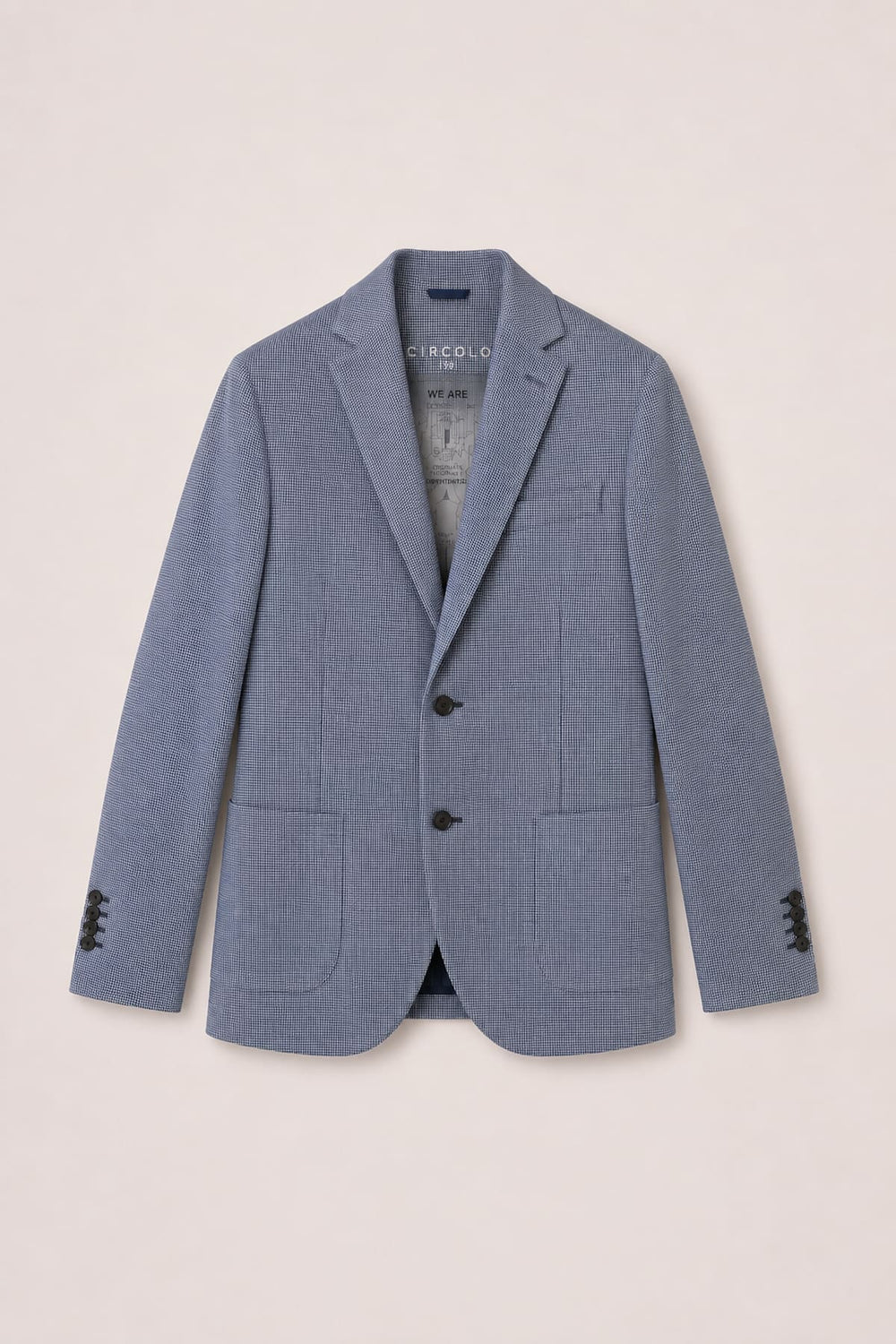 Front view of the Circolo men's gray textured jacket with a micro-pattern and a single button - Valérie Simon