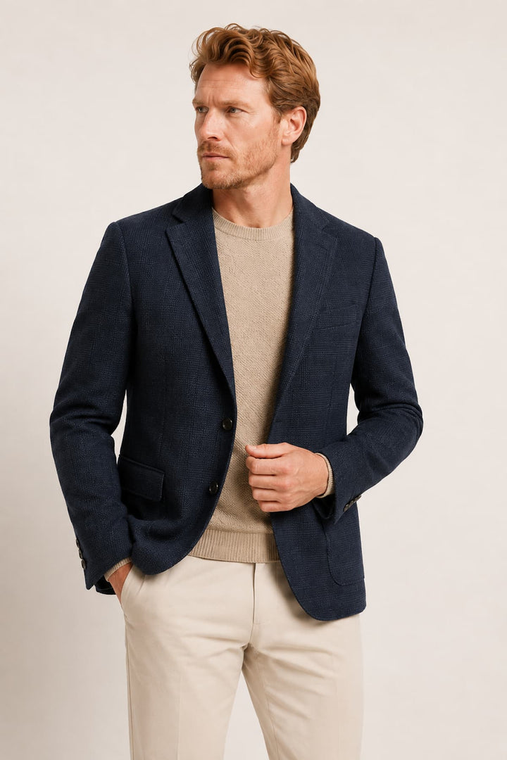Front view of Circolo tone-on-tone check jacket for men in gray virgin wool - Valérie Simon