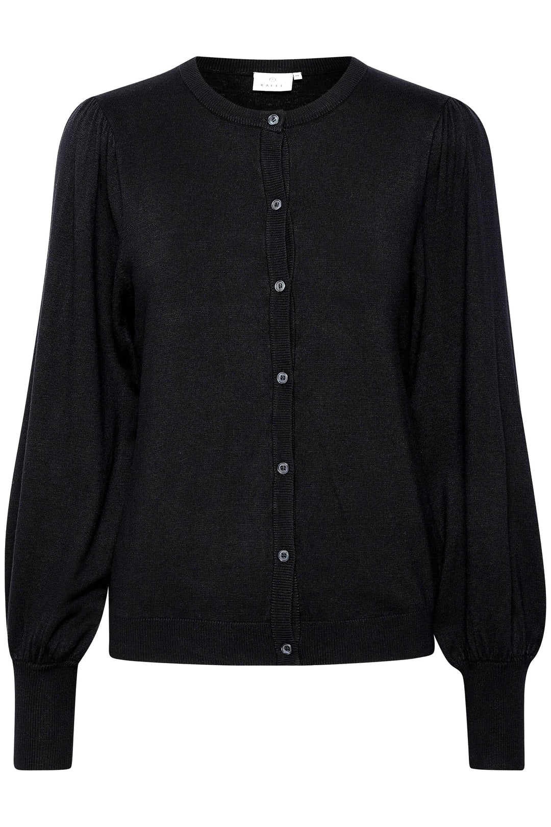 Cardigan Lizza à manches longues, col rond et fermeture boutonnée, coupe classique, couleur noire.
