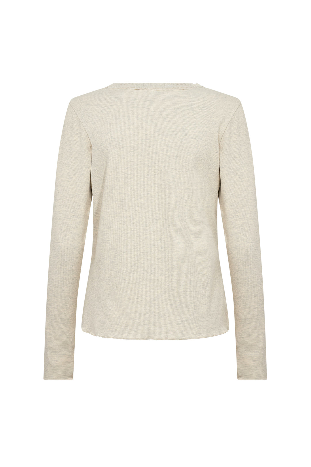 Long-sleeve chenille sweater with lace trim 