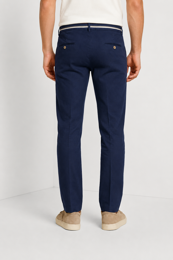 Pantalon Turin Oxford en lin et coton coupe moderne