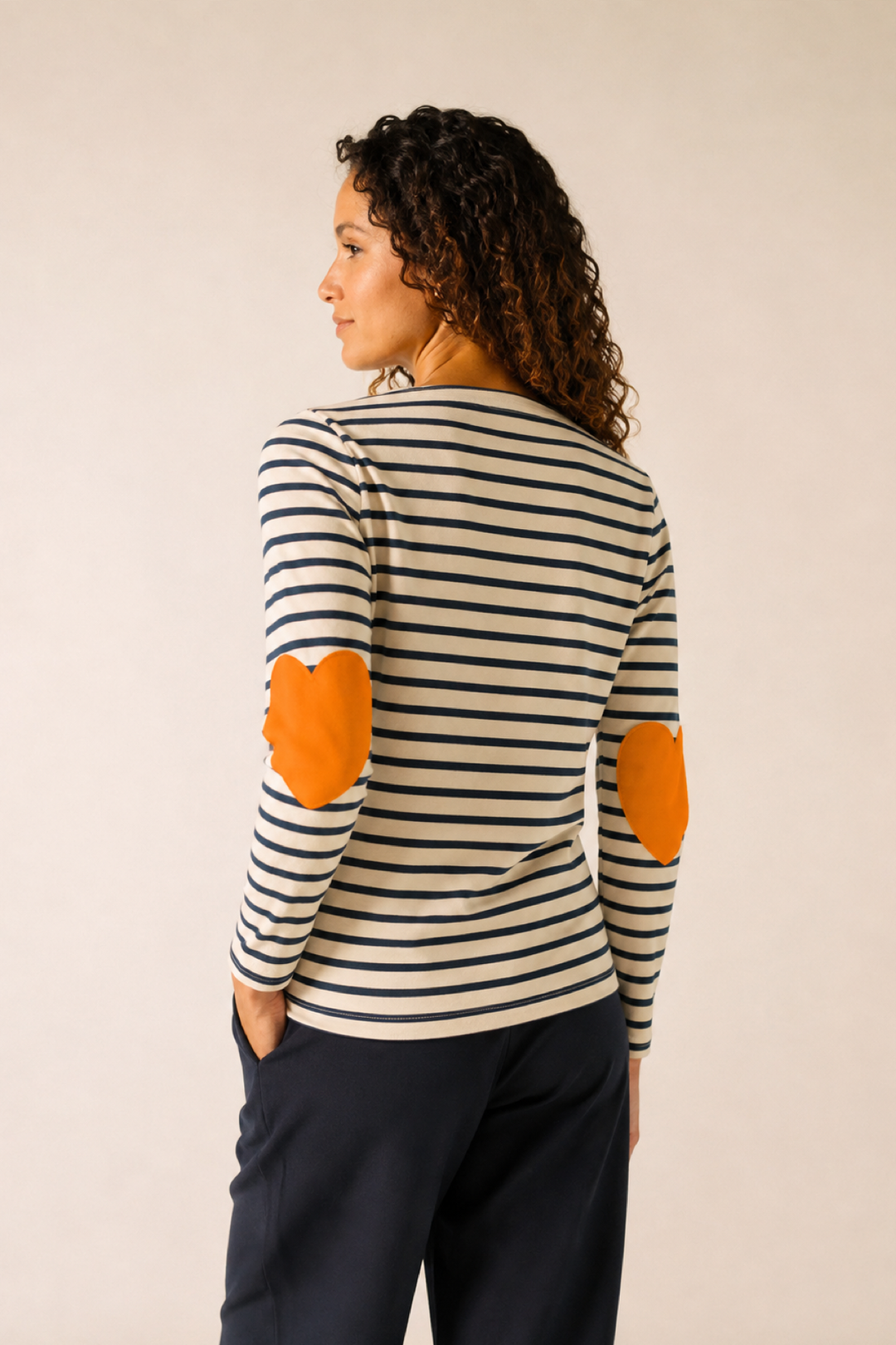 Vaujany striped sweater with contrasting elbow patches 