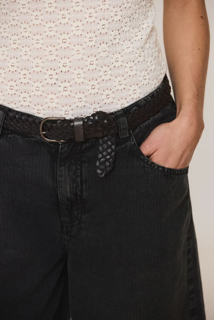 Ceinture tressée en cuir