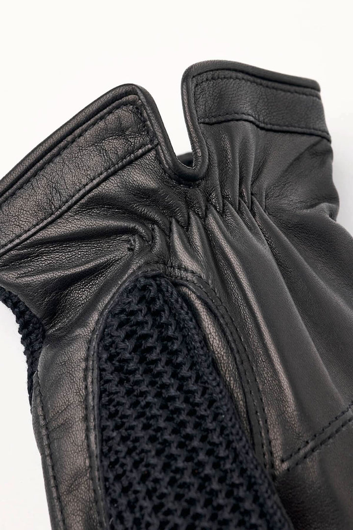 Gant texturé de cuir Adam en noir avec dos en crochet de coton et doublure en laine, idéal pour l&