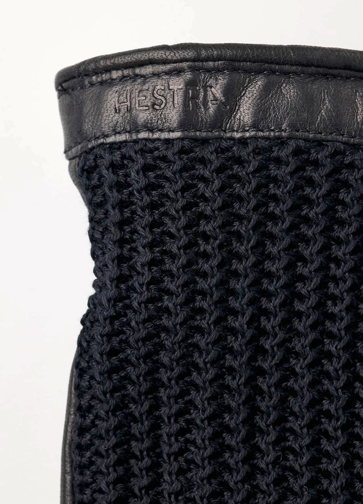 Gant HESTR en cuir noir avec dos en crochet, adapté pour l&