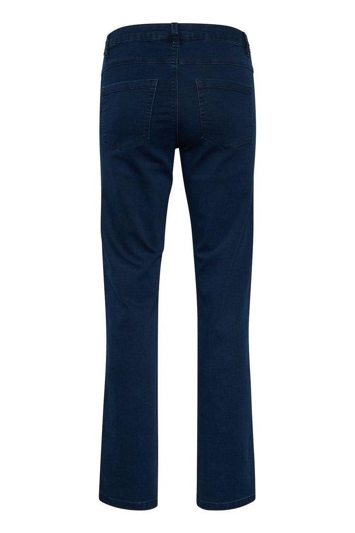 Jeans Vicky avec coupe régulière, vue arrière, style cinq poches, couleur bleu.
