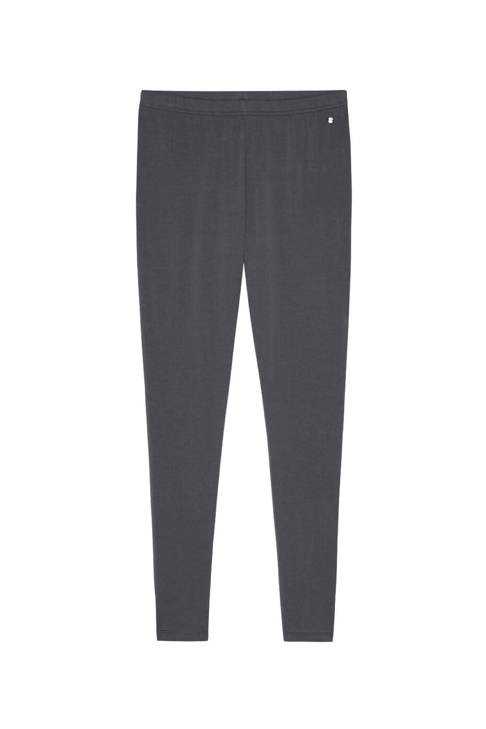 Legging basique en coton bio, taille haute, ajuste de la taille à l'ourlet, couleur gris foncé.