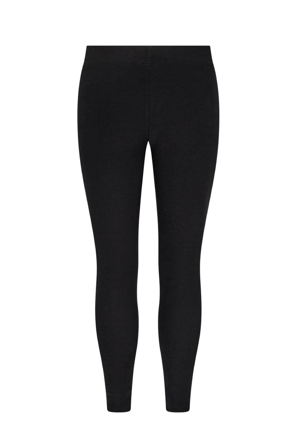 Leggings côtelés noirs, ajustés et éco-responsables, parfaits sous une robe ou avec une chemise classique.