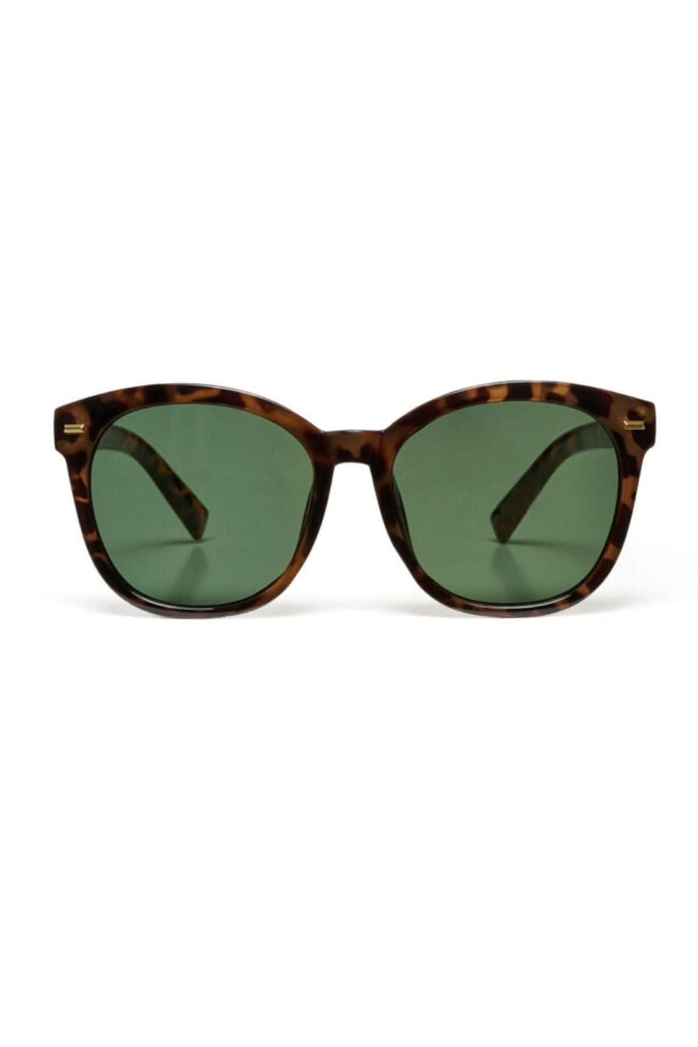 Lunette de soleil Narian avec monture écaille et verres verts, modèle tendance et essentiel pour l'année.