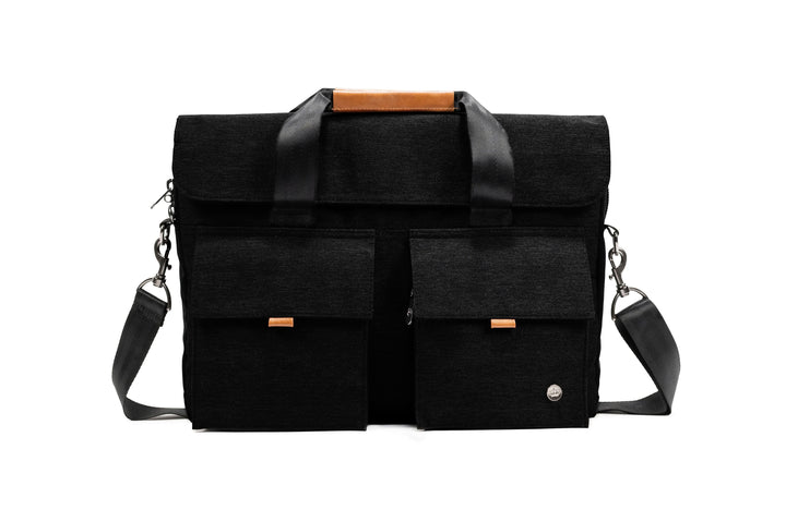 Sac messager PKG Richmond 10L en noir avec poches et rabat magnétique, idéal pour un usage quotidien.