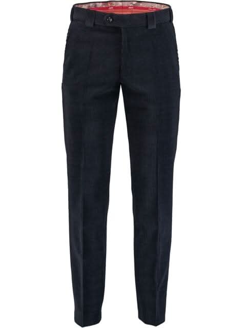 Pantalon en corduroy bleu marine, confortable et éco-responsable, coupe régulière.