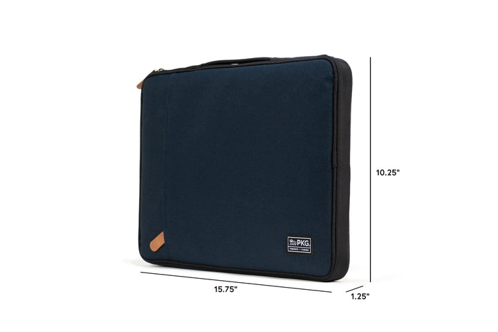 Pochette pour ordinateur portable PKG Stuff, dimensions 15.75" x 10.25" x 1.25", couleur bleu, tissu résistant.
