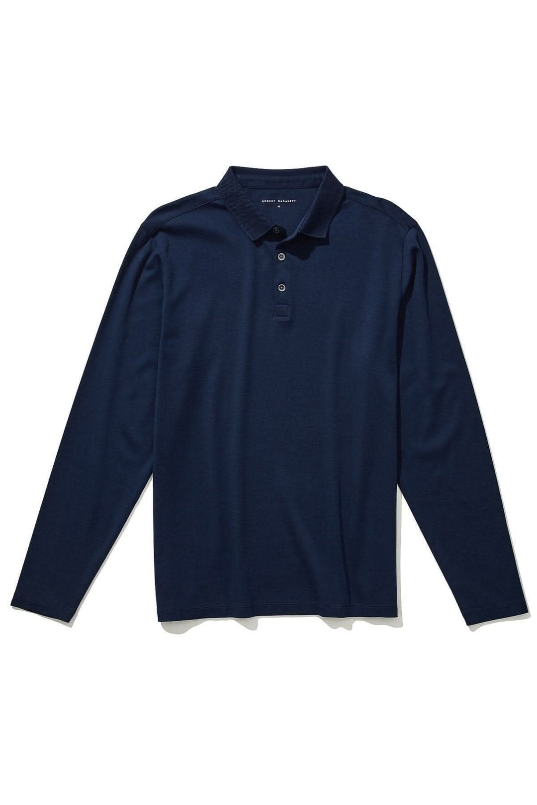 Polo Georgia à manches longues en coton Pima, couleur marine, élégant et ultraconfortable, avec col en maille nid d&
