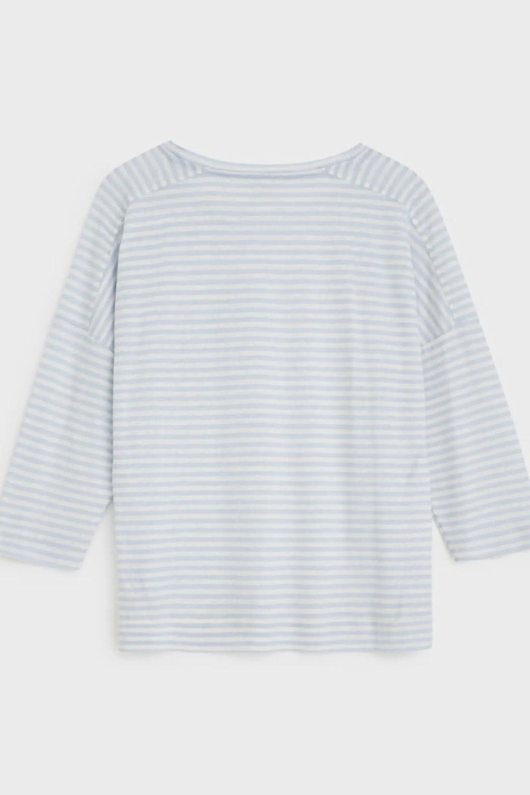 T-shirt Lennox à rayures bleues, léger et respirant, avec encolure ronde et manches longues.